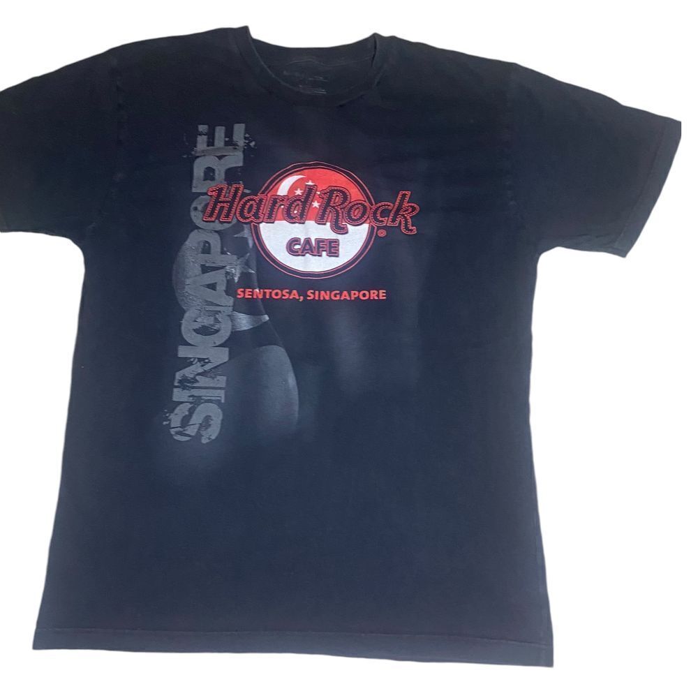 Hard Rock Cafe Sentosa Singapore Classic Logo Graphic T-Shirt Black Vintage Sz L